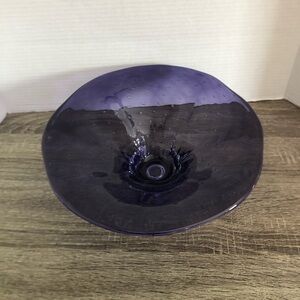 Handblown Purple Art Glass Bowl with Controlled Bubbles